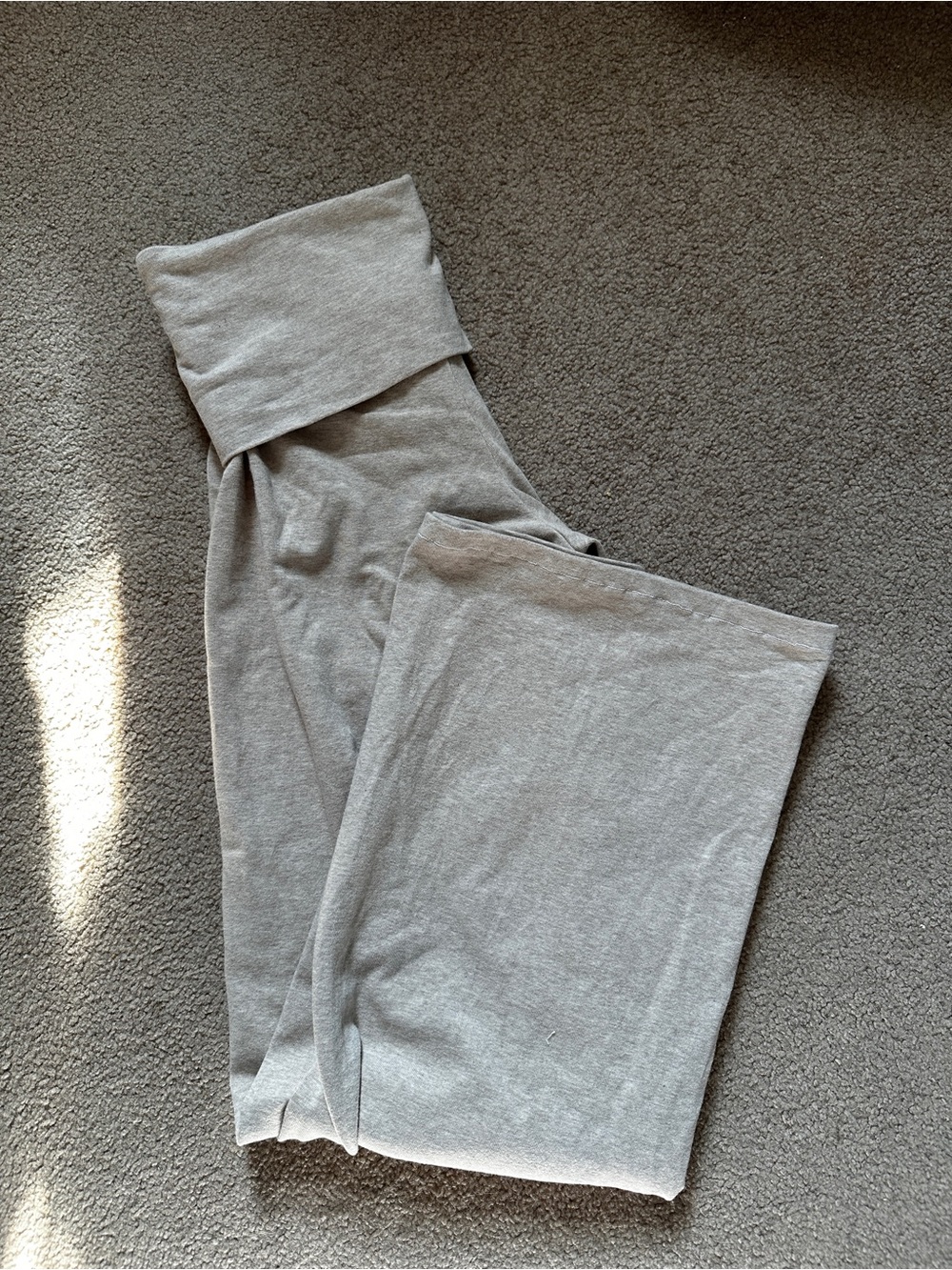 Brandy Melville Light Cream Wide Leg Fold-Over Waist Pants
